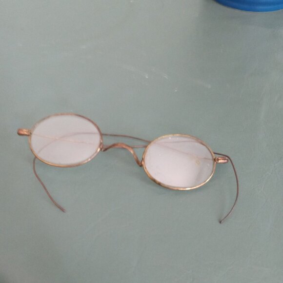 Antique Unisex Round Wire Eyeglass Frames Reading Glasses Spectacle Collector Di - Picture 9 of 9